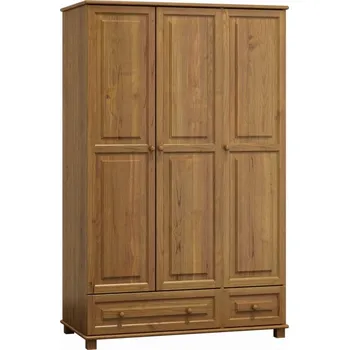 Šatní skříň Skříň 3D BHAGIRA 1, šíře 120 cm, masiv borovice, moření: dub + vyzvednutí ZDARMA