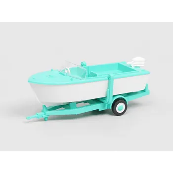 autíčko Přívěs s motorovým člunem 1:87 - Wiking Přívěs s lodí - sběratelský model 1/87