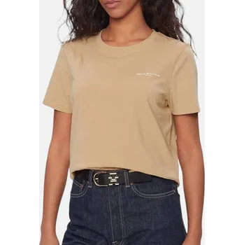 Dámské béžové triko Tommy Hilfiger - Velikost M, Barva Béžová 55801 ww0ww37877