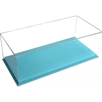 autíčko Vitrínková krabička na modely 1:43 - Čirý Kryt a Podlážka z tyrkysové kůže Ručně Vyráběná Akrylová Vitrína + Podlážka z kůží - Box na modely 1/43 - 170x80x70