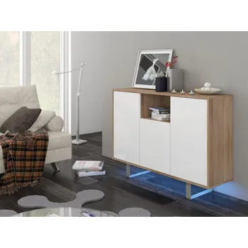 Komoda Komoda BOKARO 4, dub sonoma/bílý lesk, 5 let záruka + vyzvednutí ZDARMA