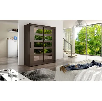 Šatní skříň Šatní skříň TABARI V, choco/zrcadlo +možnost VÝNOSU + vyzvednutí ZDARMA