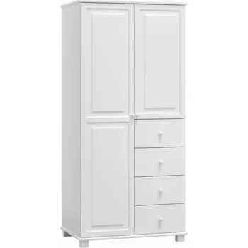 Šatní skříň Skříň kombinovaná 2D BHAGIRA 3, šíře 80 cm, masiv borovice, moření: bílé + vyzvednutí ZDARMA