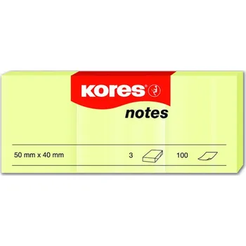 Samolepící bloček Samolepicí bločky Kores žluté 50x40 / 100 lístků v bločku - 3 ks v jednom balení