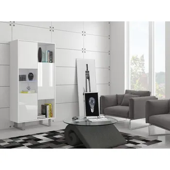 police Vitrína BOKARO 6, bílá/bílý lesk, 5 let záruka + vyzvednutí ZDARMA