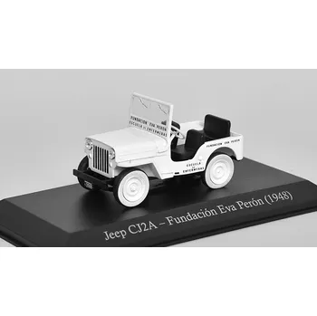 autíčko SALVAT JEEP CJ2A Fundacion Eva Peron 1948 1:43 - časopis s modelem JEEP CJ2A 1948 - kovový model auta