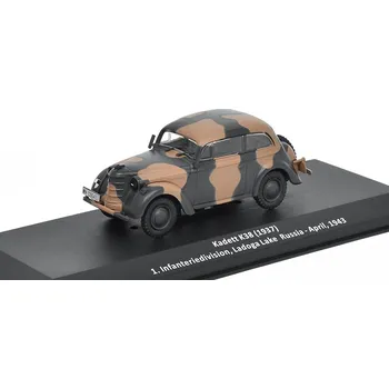 autíčko DeAgostini OPEL Kadett K38 Spezial 1943 1:43 - časopis Samochody Wojskowe s modelem #41 Kadett K-38 Ladoga Russia 1943 - kovový model auta