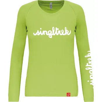 cyklistický dres dámský dres s dlouhým rukávem Singltrek Script limetka