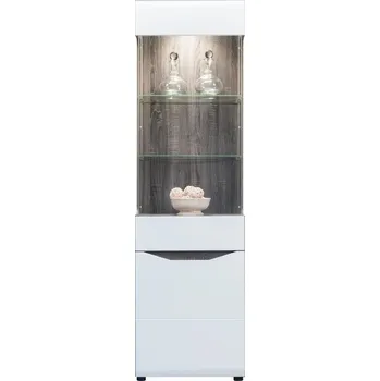 police Vitrína ALBIREO typ 2, dub sonoma truflový/bílý lesk + vyzvednutí ZDARMA