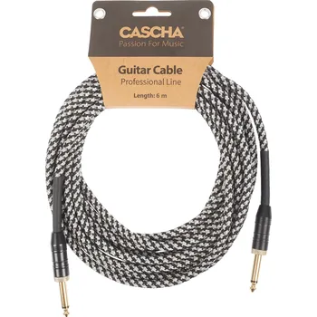 Příslušenství ke zvukové technice Cascha Professional Line Guitar Cable, Straight, Tweed Black, 6 m + prodloužená záruka 3 roky