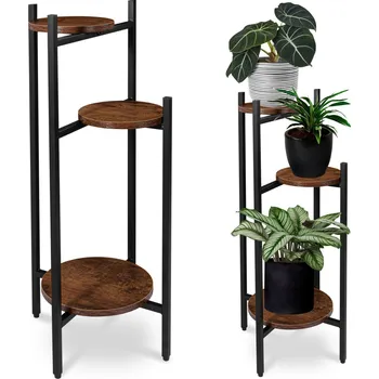 Stojan na květiny TZB Stojan na květiny Tretorri Rustic hnědý/černý