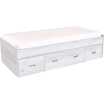 Postel Jednolůžko NEMO Dekor: Dub bělený, Úchytky: zapuštěné úchytky, Zvýšené čelo: bez zvýšeného čela