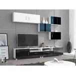 Obývací stěna KAMALI, bílá/černý lesk, 5 let záruka + vyzvednutí ZDARMA