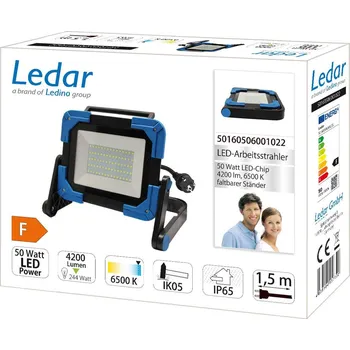 Lampička Ledino LED stavební reflektor Ledar 6 500 K 120° černá 50 W černá, modrá LED 50 W celkem - Doprava zdarma