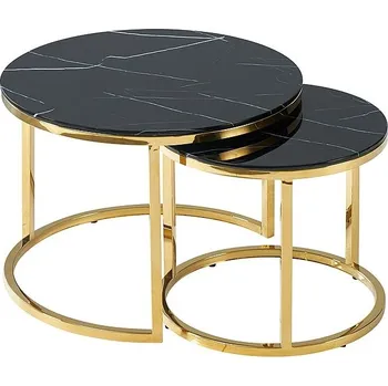 Konferenční stolek Konferenční stolek Muse II, černý mramor / zlatá
