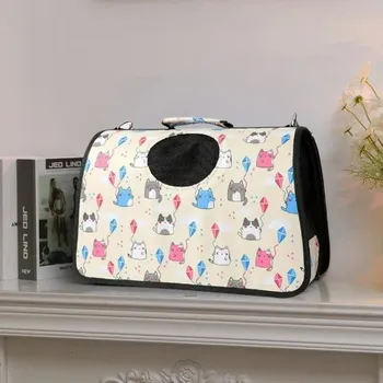 Taška pro psa a kočku Kočičí kožený cestovní batoh s funkcemi | cestovní taška na malé domácí mazlíčky - F,20-27 cm