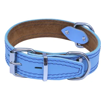 Obojek pro psa BAFPET Kožený obojek zdobený šitím, HERRY Barva: Světle modrá, Rozměr: 35mm x 55cm /40-50/ 07101A