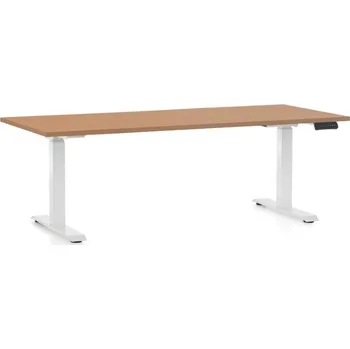 Psací stůl Výškově nastavitelný stůl OfficeTech C, 180 x 80 cm, bílá podnož, buk
