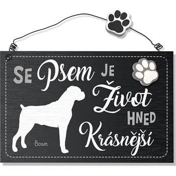 Domovní cedule Nekupto Dekorace cedule se psem - Boxer