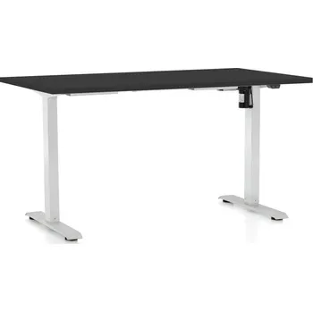 Psací stůl Výškově nastavitelný stůl OfficeTech A, 140 x 80 cm, bílá podnož, černá