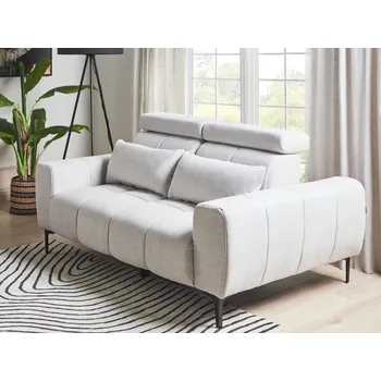 Pohovka Dvoumístná pohovka s šedým čalouněním a nastavitelnými opěrkami hlavy Nábytek do obývacího pokoje v moderním stylu Beliani