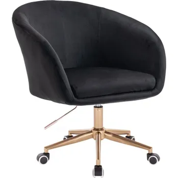 LuxuryForm DESIGN Kosmetická židle VENICE VELUR na zlaté podstavě s kolečky - černá