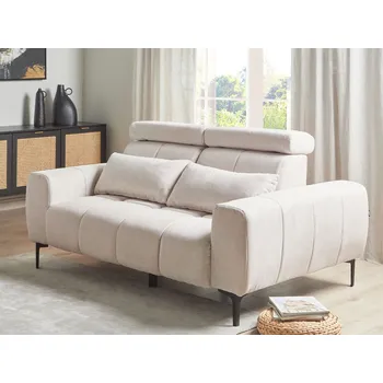 Pohovka 2místná pohovka béžové čalounění s nastavitelnými opěrkami hlavy Moderní styl nábytku do obývacího pokoje Beliani