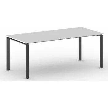 Psací stůl B2B Partner Jednací kancelářský stůl PRIMO INFINITY, 200x90 cm, černá podnož, bílá