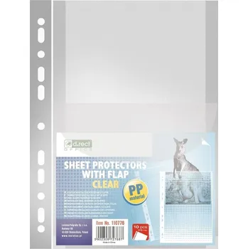 d.rect Prospektový obal A4, 170mic, hladký, čirý, 10ks, rozšířený s kapsou