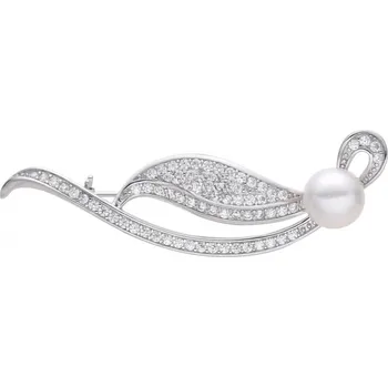 Brož JKB Jewel Stříbrná brož s přírodní bílou perlou Helen