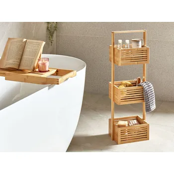 Koupelnový nábytek Koupelnový regál bambusový světle hnědé dřevo 3 police úložný prostor koupelna Beliani