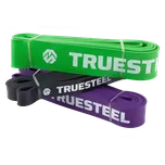 TRUESTEEL Power Bands - posilovací elastické gumové expandéry Sada Medium 3 ks (Černá + Fialová + Zelená)