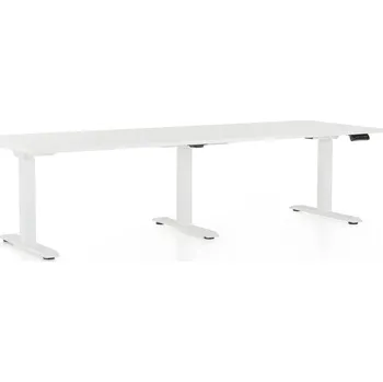 Psací stůl Výškově nastavitelný stůl OfficeTech Long, 240 x 80 cm, bílá podnož, bílá