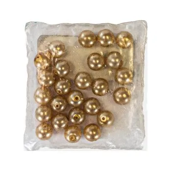 Svatební dekorace Korálky svatební TM.BÉŽOVÉ LESK 6mm - Tm.béžová, 6mm