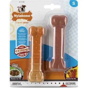 Hračka pro psa Nylabone hračka Extreme kost příchuť slanina a hovězí S 2ks