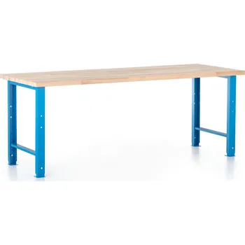 Dílenský stůl Výškově nastavitelný dílenský stůl Basic, 220 x 80 cm, modrá - ral 5012