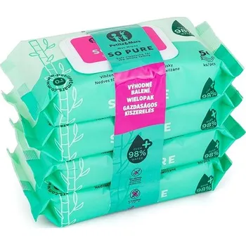 Dětský vlhčený ubrousek PETITE&MARS So Pure bambusové bioodbouratelné 4 × 56 ks