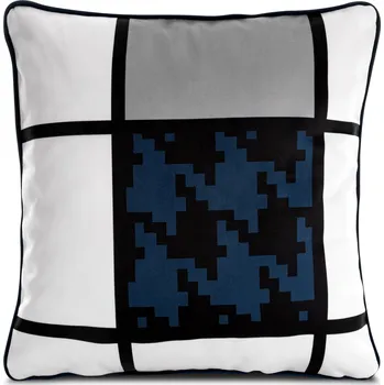 Povlečení Velurový povlak na polštář modrý, černo-bílý vzor 45x45 cm
