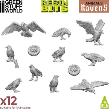 Plastikový model 3D Printed Set Ravens – 3D tištění havrani (12 ks)