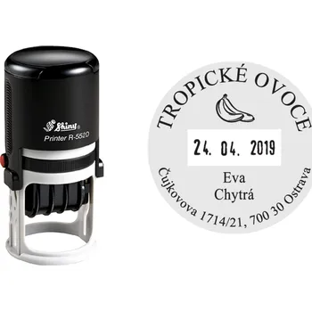 Razítko Datumové razítko Shiny R-552D Printer Line, vlastní text Ø 52 mm Datum rozmezí: 2020-2031