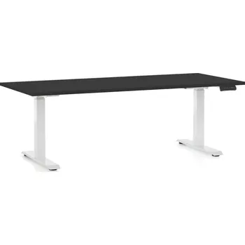 Psací stůl Výškově nastavitelný stůl OfficeTech D, 180 x 80 cm, bílá podnož, černá