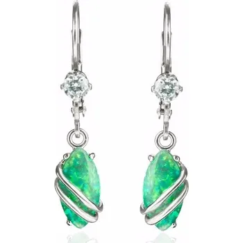 Náušnice Marabelle - náušnice se zelenými opály a plastikou, Materiál: Bílé zlato, ryzost 585/1000