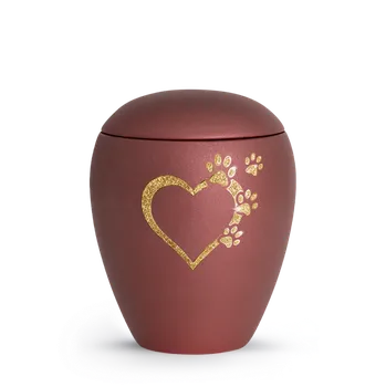 Smuteční dekorace Zvířecí urna Verona Heart - Rubínová 2,8l