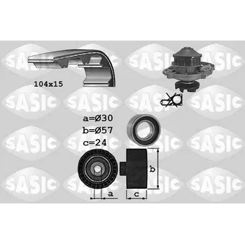 Rozvod motoru Vodní pumpa + sada ozubeného řemene, , SASIC, 3906098
