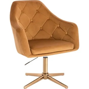 Jídelní židle LuxuryForm DESIGN Kosmetické křeslo ANDORA VELUR na zlatém kříži - medové