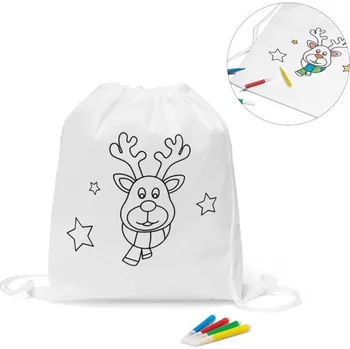 Sportovní vak GLENCOE. Dětský vybarvovací batoh se stahovací šňůrkou, Firemní dárkové předměty s vlastním potiskem