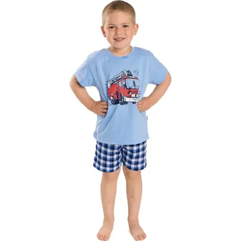 Chlapecké pyžamo Chlapecké letní pyžamo Betty Mode vel. 128 světle modré hasiči