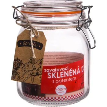 Zavařovací sklenice Dóza sklo patent BELA 1 l sklo průměr 11,5 cm, výška 15 cm 1 l