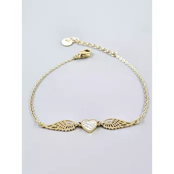 Náramek Ocelový náramek s andělskými křídly ve zlatém provedení
