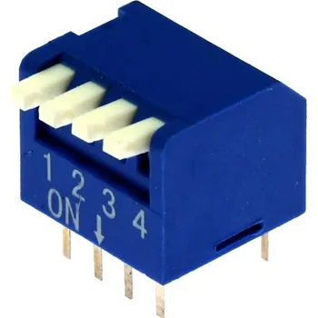 Kaifeng DIP přepínač PIANO 4pólový RM2.54 modrý